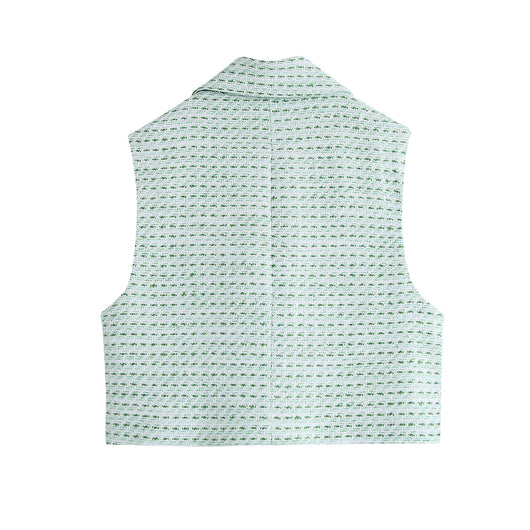 Conjunto de 3 Piezas: Blazer Cuadrille, Tank Top Abotonado y Falda Plisada Mini - Image 12