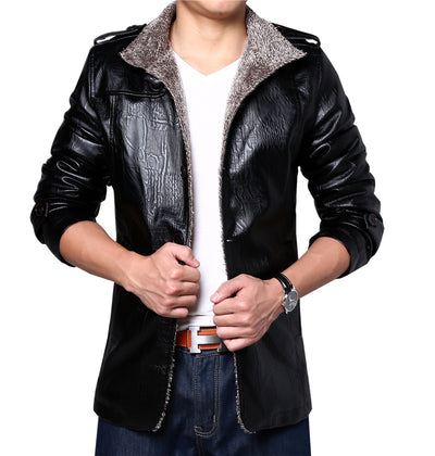 Chaqueta de Cuero Slim Grueso Estilo Coreano - Image 6