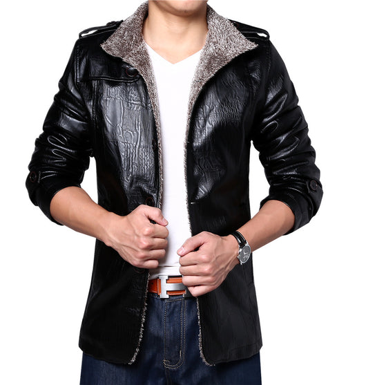 Chaqueta de Cuero Slim Grueso Estilo Coreano - Image 6