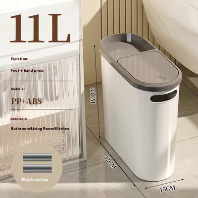Basurero Compacto con Tapa para Baño - Contenedor de Almacenamiento Estrecho - Image 11