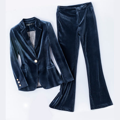 Blazer de Terciopelo Dorado Ajustado para Mujer - Image 4