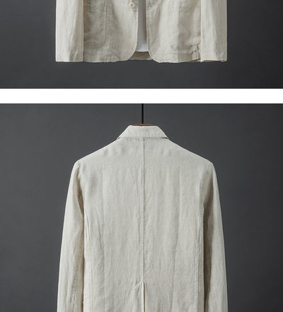 Traje de Lino Liso para Hombre - Primavera y Verano - Image 13