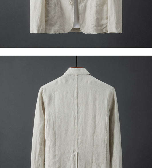 Traje de Lino Liso para Hombre - Primavera y Verano - Image 13