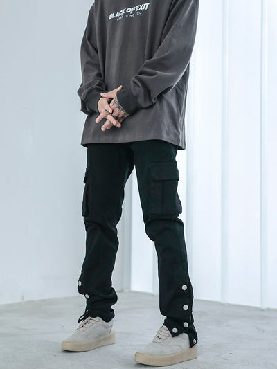 Pantalón Denim Negro Slim con Bota Abierta - Image 9