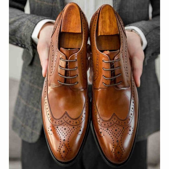 Zapatos Oxford Punta Fina de Cuero Artesanal para Hombre