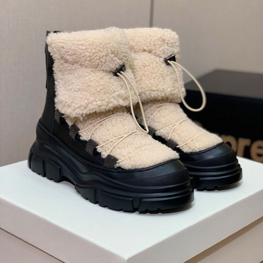 Botas de Invierno de Piel para Mujer - Estilo Europeo y Americano