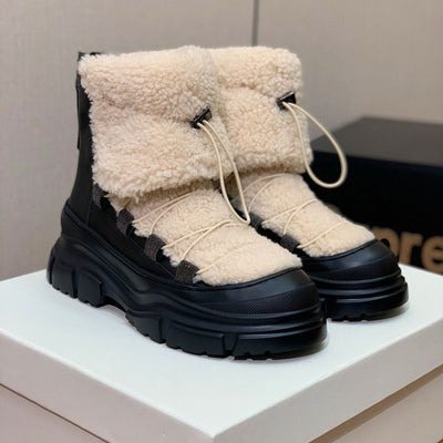Botas de Invierno de Piel para Mujer - Estilo Europeo y Americano