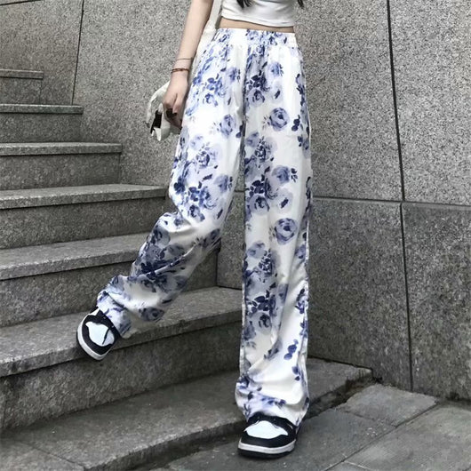 Pantalones Anchos Tie-dye Floral para Mujer - Cómodos y Desenfadados - Image 8