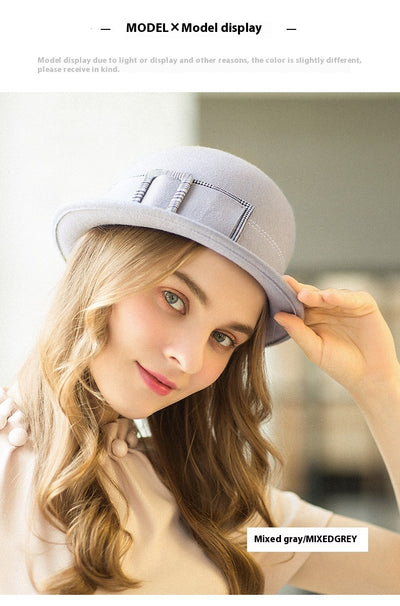 Sombrero de Fieltro de Lana para Mujer - Elegante Modelo Redondo - Image 7