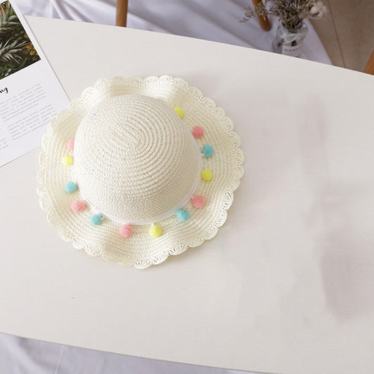 Conjunto de Bolsa y Sombrero de Paja Infantil de Color Sólido - Image 9