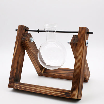 Maceta Hidropónica de Vidrio con Soporte de Madera Colgante - Image 5