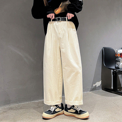 Pantalones Rectos de Algodón Lavado Estilo Japonés para Hombre - Image 7
