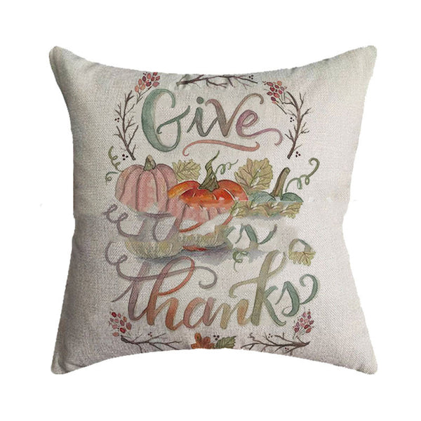 Funda de Almohada Otoño Calabaza - Diseño Festival Thanksgiving en Arpillera
