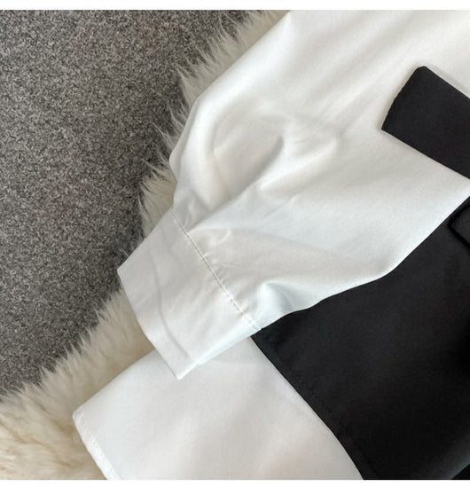 Vestido Ejecutivo con Corbata Integrada y Cuello Solapa - Image 13