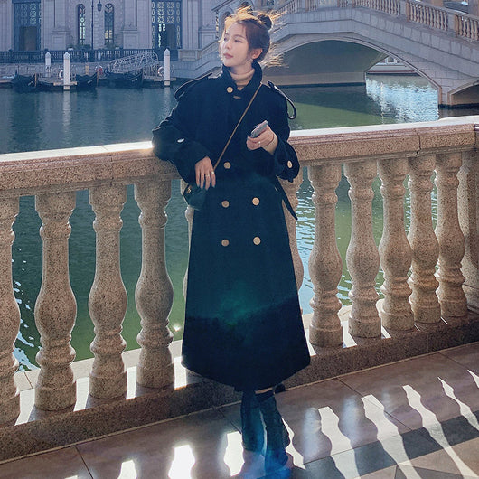 Abrigo de Lana Largo Estilo Diosa - Negro Elegante - Image 7