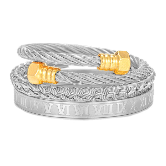 Pulsera de Acero Titanio Estilo Punk con Diseño Romano - Image 26