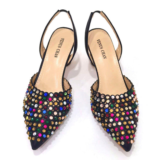Bolso de Piedra Colorida con Zapatos de Tacón Medio y Punta Afilada para Mujer - Image 18