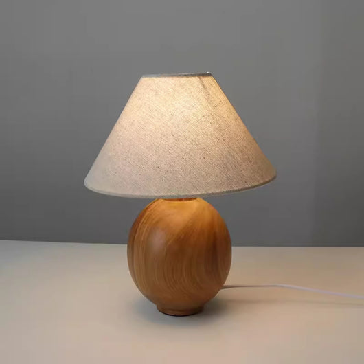 Lámpara de Mesa Mesita de Noche en Lino y Madera Maciza - Image 2