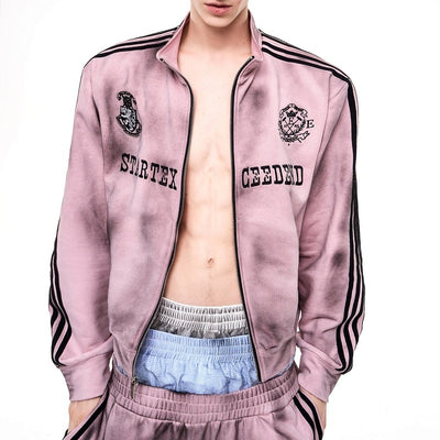 Chaqueta de Cuello Alto Estilo Americano Desgastado para Otoño e Invierno