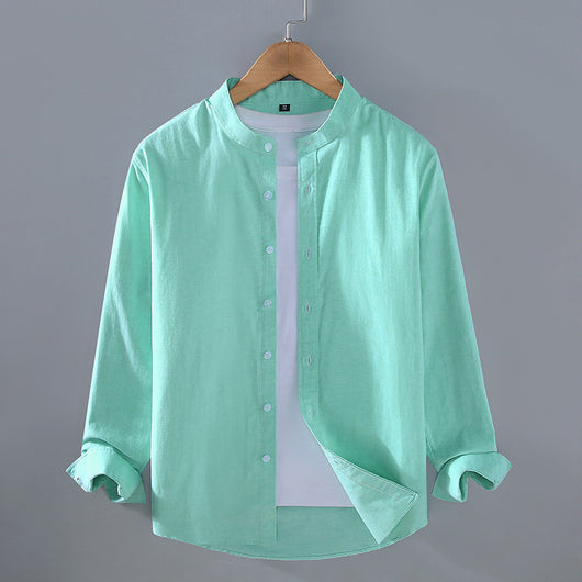 Camisa Manga Larga Cuello Alzado Hombre Primavera Otoño - Image 10