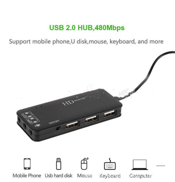 Hub Docking 2.0 Multiusos con Conversor de Audio 7.1 - Sin Drivers