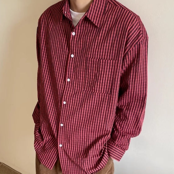 Camisa Cuadriculada Estilo Japonés Minimalista para Hombre