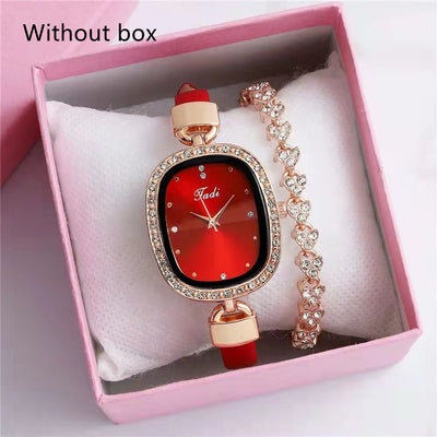 Reloj de Pulsera para Mujer con Brazalete de Diamantes - Conjunto de 2 Piezas - Image 20