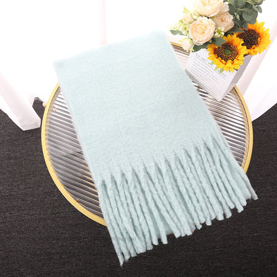 Chal de Trenza Gruesa con Borlas en Colores Sólidos - Image 22