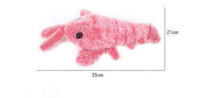 Pink plush shrimp pet toy with black eyes, designed for cats, on a white background. "Random color" text. - Image 4