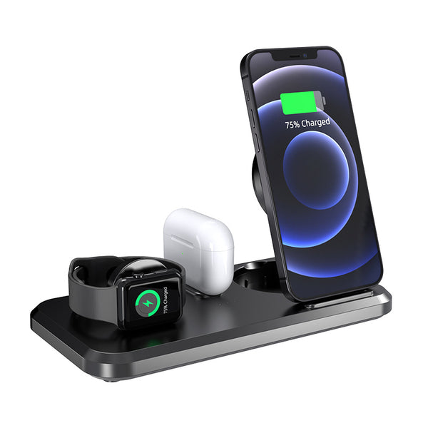 Cargador Inalámbrico Triple 15W Plegable - Compatible con Apple