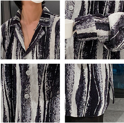 Camisa Holgada a Rayas Retro para Hombre - Image 11
