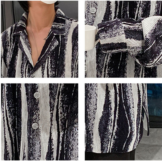 Camisa Holgada a Rayas Retro para Hombre - Image 11