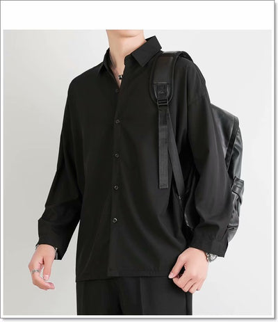 Camisa Suelta de Manga Larga en Seda de Hielo para Hombre - Image 33