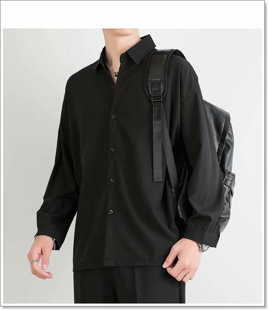 Camisa Suelta de Manga Larga en Seda de Hielo para Hombre - Image 33