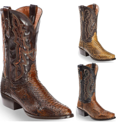 Botas de Hombre Patchwork Acolchadas con Punta Bordada - Image 11