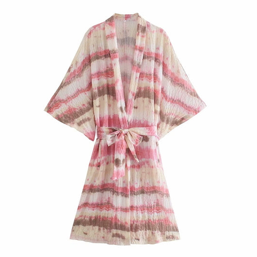 Kimono Suelto Tie-Dye: Abrigo Casual Versátil y Cómodo