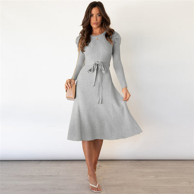 Vestido Base Suéter Largo Cintura Alta Elegante - Image 32