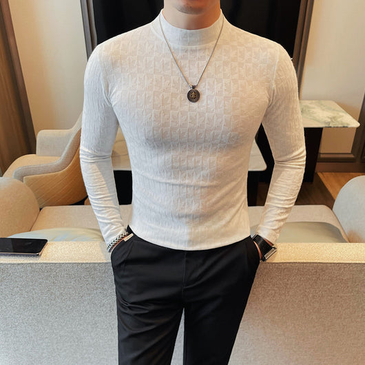 Camiseta Cuello Alzado Tendencia Moderna para Hombre