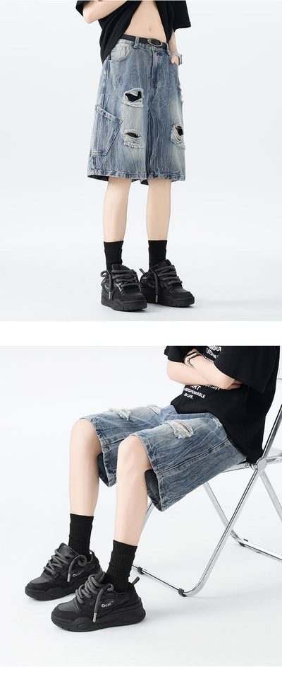 Shorts de Mezclilla Desgastados con Estilo Vintage - Image 18