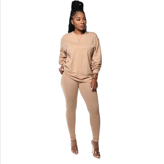 Conjunto Deportivo de Sudadera y Pantalón Liso de Manga Larga