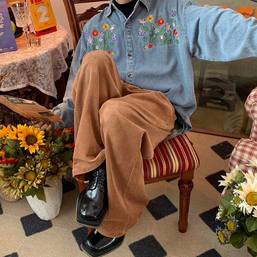 Camisa Denim Bordada con Flores Vintage - Image 5
