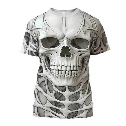 Playera Hip Hop 3D Calavera Estampado Europeo Tendencia Urbana - Image 6