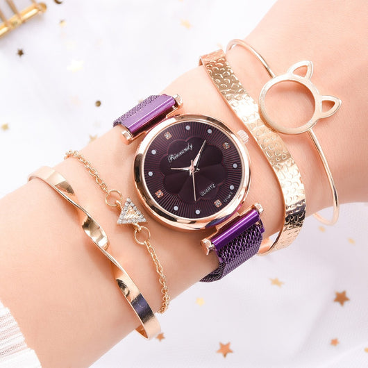 Set de Reloj para Dama con Correa de Malla de Aleación y Brazalete - Image 35