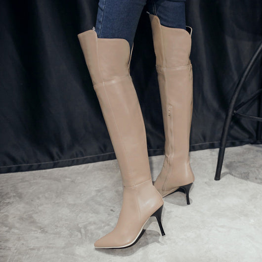Botas Stiletto Hasta la Rodilla con Cierre de Cremallera para Mujer - Image 17