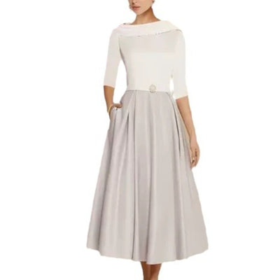 Vestido Elegante Hombros Descubiertos Manga Corta para Eventos - Image 5