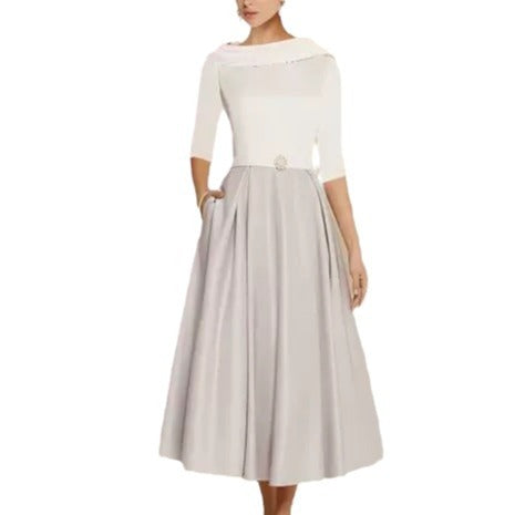 Vestido Elegante Hombros Descubiertos Manga Corta para Eventos - Image 5