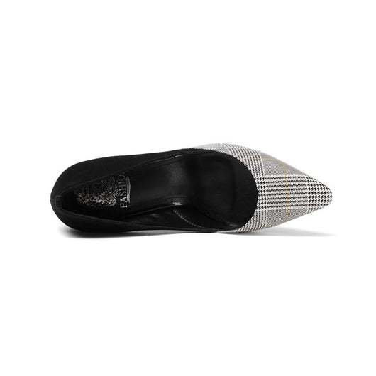 Zapatos de Tacón Grueso a Cuadros para Mujer - Diseño Versátil y Cómodo - Image 6
