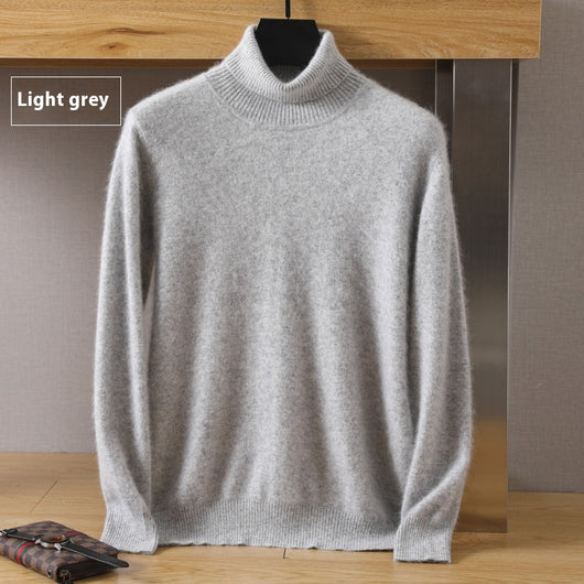 Suéter Pullover de Cuello Alto Holgado en Visón para Hombre - Invierno - Image 7