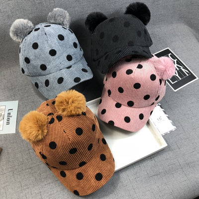 Gorro de Pana con Pompones de Pelaje de Conejo para Otoño e Invierno - Image 7