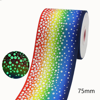 Moño Trenzado Luminoso 75mm con Cinta Arcoíris Brillante - Image 6